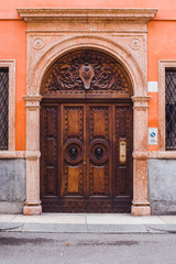 European Hand carved antique wooden door