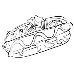 Line art of hotdog