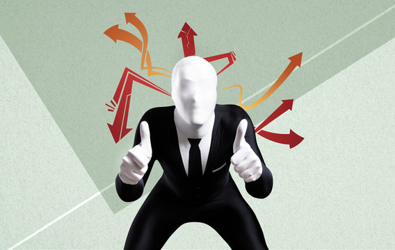 man in a morphsuit showing thumb up gesture