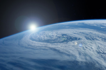 Fototapeta na wymiar A huge tornado, a cyclone from space.