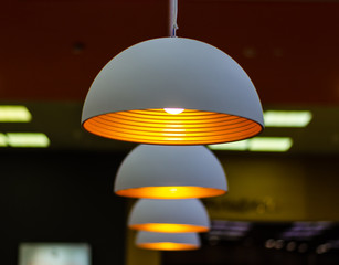 Lamps hung from the ceiling.