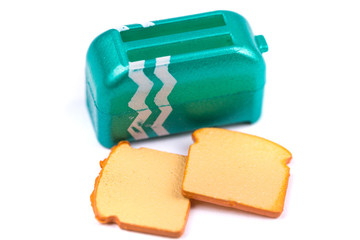 Childs toy plastic food molded 1/6th scale toast and toaster