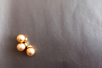 Golden Christmas decoration isolated, template for greeting card with space for text