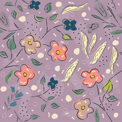 Floral Seamless Pattern. Hand Drawn. Vector Illustration
