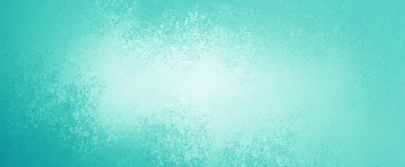 Blue green background with abstract texture grunge color splash on borders with white center design in pastel colors