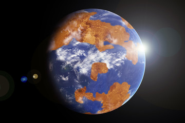 Planet Venus with oceans and atmosphere. Elements of this image were furnished by NASA.