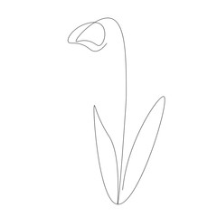 Flower icon one line drawing vector illustration