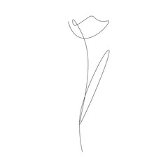 Flower silhouette one line drawing vector illustration