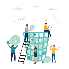 Several electric bulbs in dustbin.