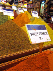 Paprika and other spices at Turkish spice market