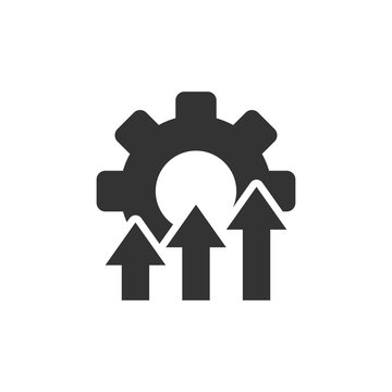 Improvement icon in flat style. Gear project vector illustration on white isolated background. Productivity business concept.