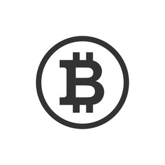 Bitcoin icon in flat style. Blockchain vector illustration on white isolated background. Cryptocurrency business concept.