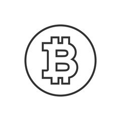 Bitcoin icon in flat style. Blockchain vector illustration on white isolated background. Cryptocurrency business concept.