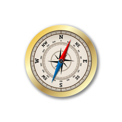 Realistic Compass isolated on white background. Vector Illustration.