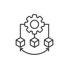 Api technology icon in flat style. Algorithm vector illustration on white isolated background. Gear with arrow business concept.