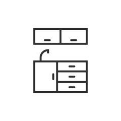 Kitchen furniture icon in flat style. Cuisine vector illustration on white isolated background. Cooking room business concept.