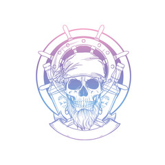 Hand drawn sketch pirate skull