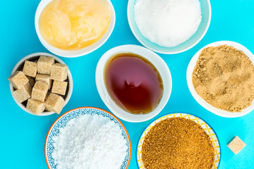 Different Kinds of Sugar and Sweeteners in the Bowls