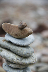 Fototapeta na wymiar stack of pebbles on the beach closeup