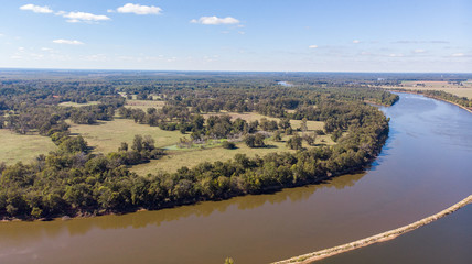 Forest top view drone red river louisiana