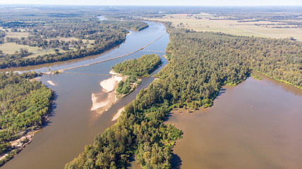 Forest top view drone red river louisiana