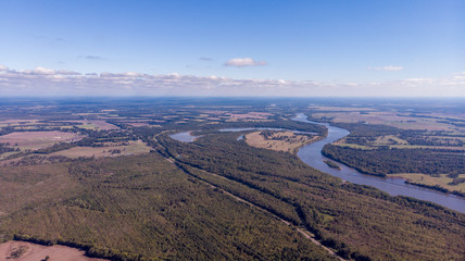 Forest top view drone red river louisiana