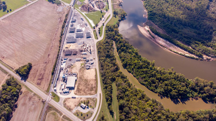Forest top view drone red river louisiana