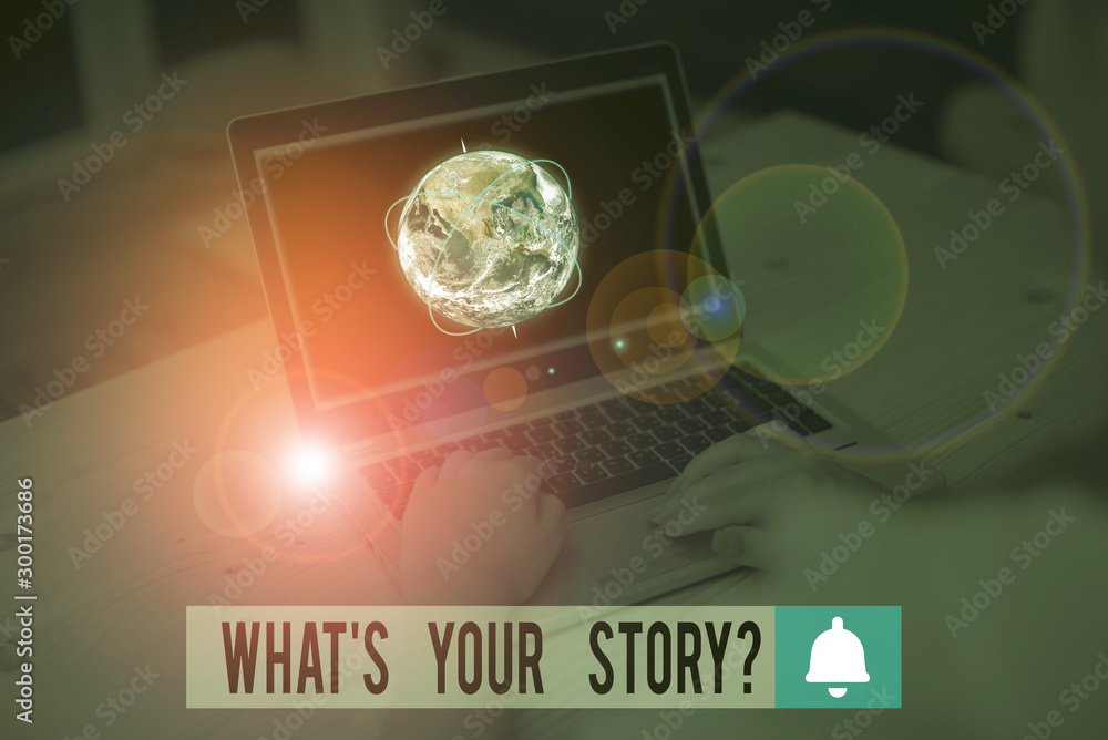 Aufkleber writing note showing what s is your story question. business concept for being asked by someone abou
