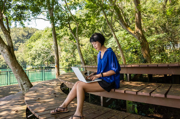 woman working at outdoor