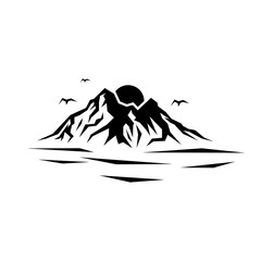 Abstract landscape vector nature or outdoor mountain silhouette for element design