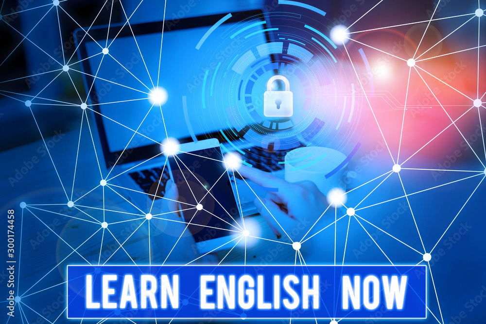 Poster conceptual hand writing showing learn english now. concept meaning gain or acquire knowledge and ski