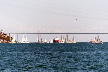Yacht sailing race of Bosphorus cup in Istanbul, Turkey 