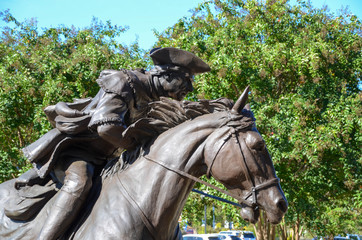Captain James Jack statue in Elizabeth Park. Charlotte NC. Sitting in a fountain is the bronze...