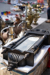 Vintage clock with a pendulum at the fair