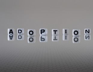 The concept of "adoption" represented by letter cubes