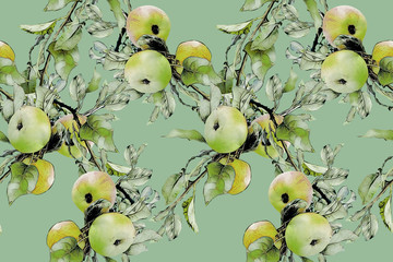 Apple branch seamless pattern. 
