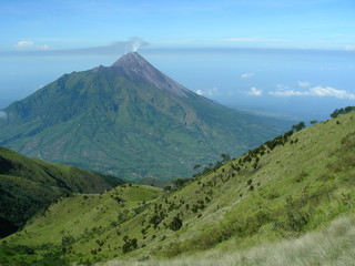 Landscape view of Merapi volcano from mount Merbabu, Yogyakarta, Indonesia [2165]