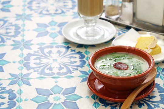 caldo verde (kale soup) , traditional portuguese cuisine