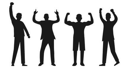 Silhouettes of successful people isolated on white. Successful people, confident people. Men are winners. Vector, cartoon illustration of success.