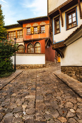 Typical architecture from old town of Plovdiv, Bulgaria ,historical medieval houses. Ancient city is UNESCO's World Heritage