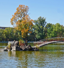 A view of Arevik lake at the Victory Park in Yerevan, Armenia