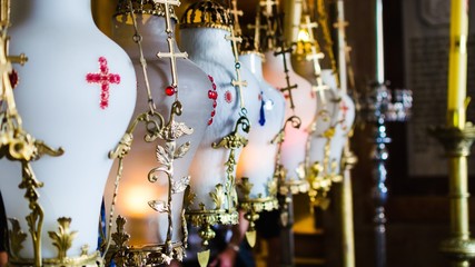 Naklejka premium Ancient lamps in the temple in Jerusalem