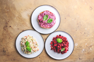 Assortment salad of Russian cuisine