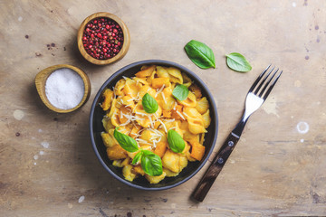 Pumpkin pasta with Parmesan cheese