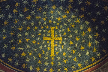 RAVENNA, ITALY - September 11, 2019: mosaic in the chapel
