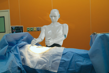 smart medical technology concept,advanced robotic surgery machine at Hospital, robotic surgery are...