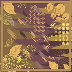 pattern of hijab motif design with foliage design. luxury color. Silk scarf pattern vector design inspiration