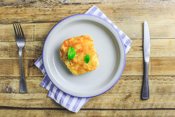 Delicious meat casserole with eggplant