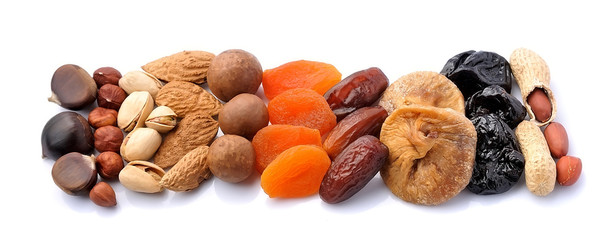 Mix of dried fruits and nuts.