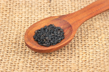 Black sesame in spoon